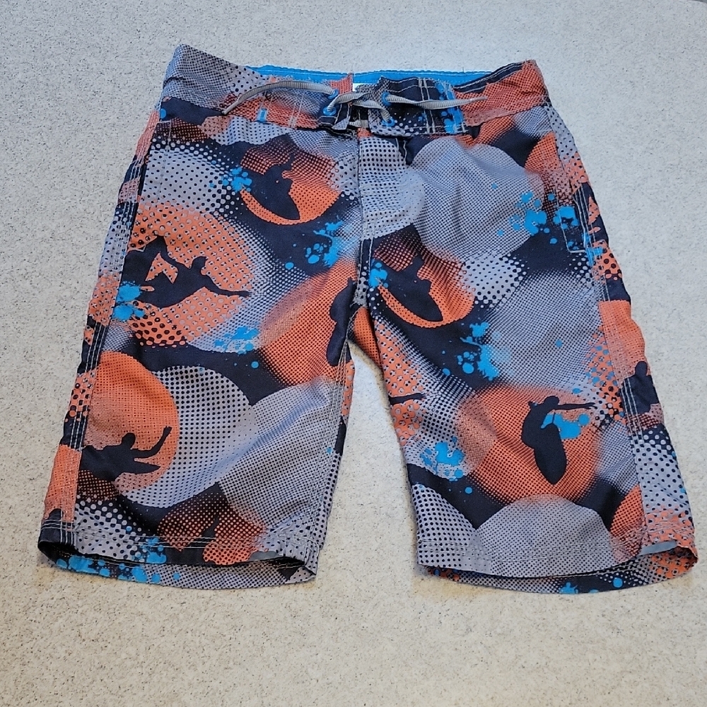 Gymboree Orange and Blue Kids Swim Trunks Size 6